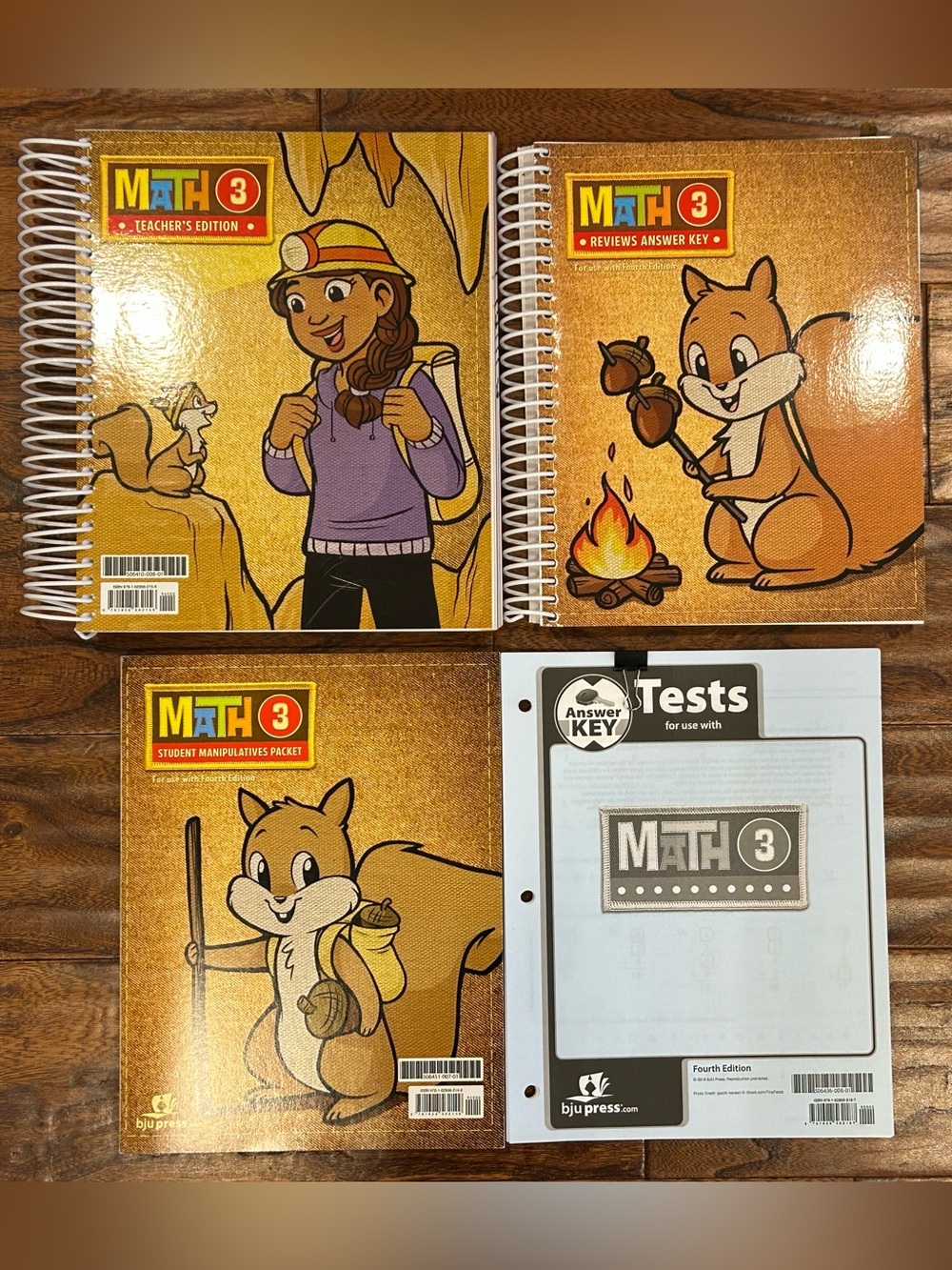 (4) BJU Press Math 3 4th Ed Teachers Ed, Answer Keys & Manipulatives Packet